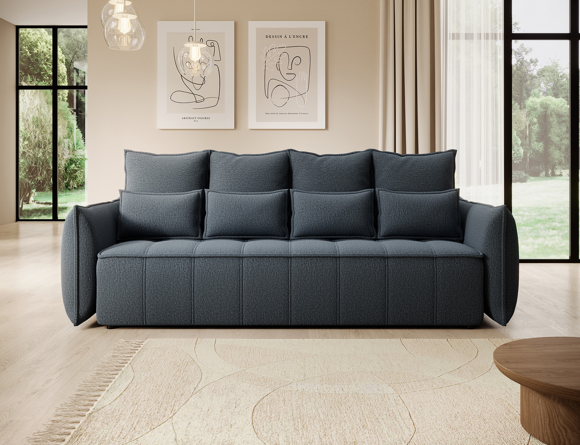 Sofa Wilson, Chenille, Schlaffunktion, 3-Sitzer