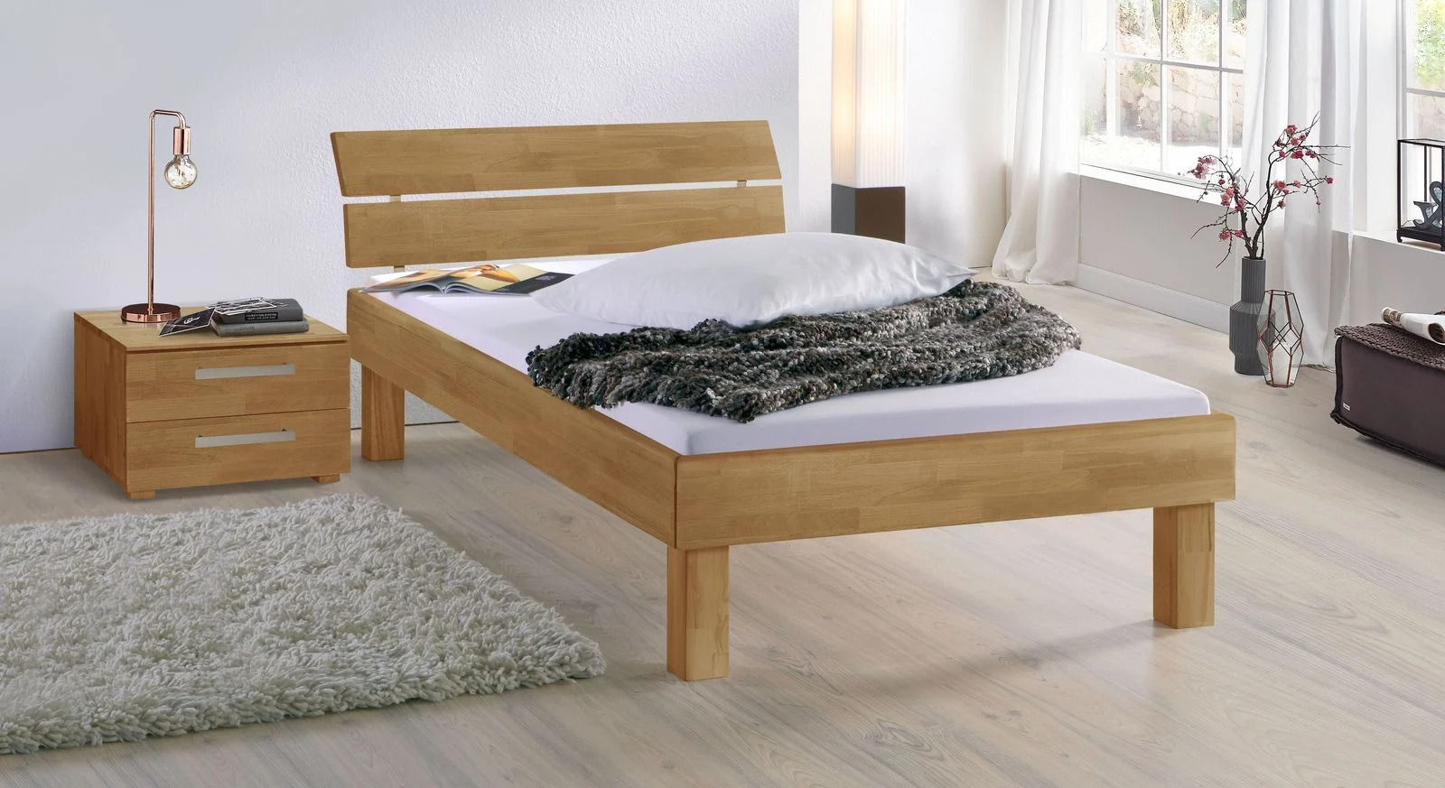 Bett 140x200 Kernbuche Massivholz natur