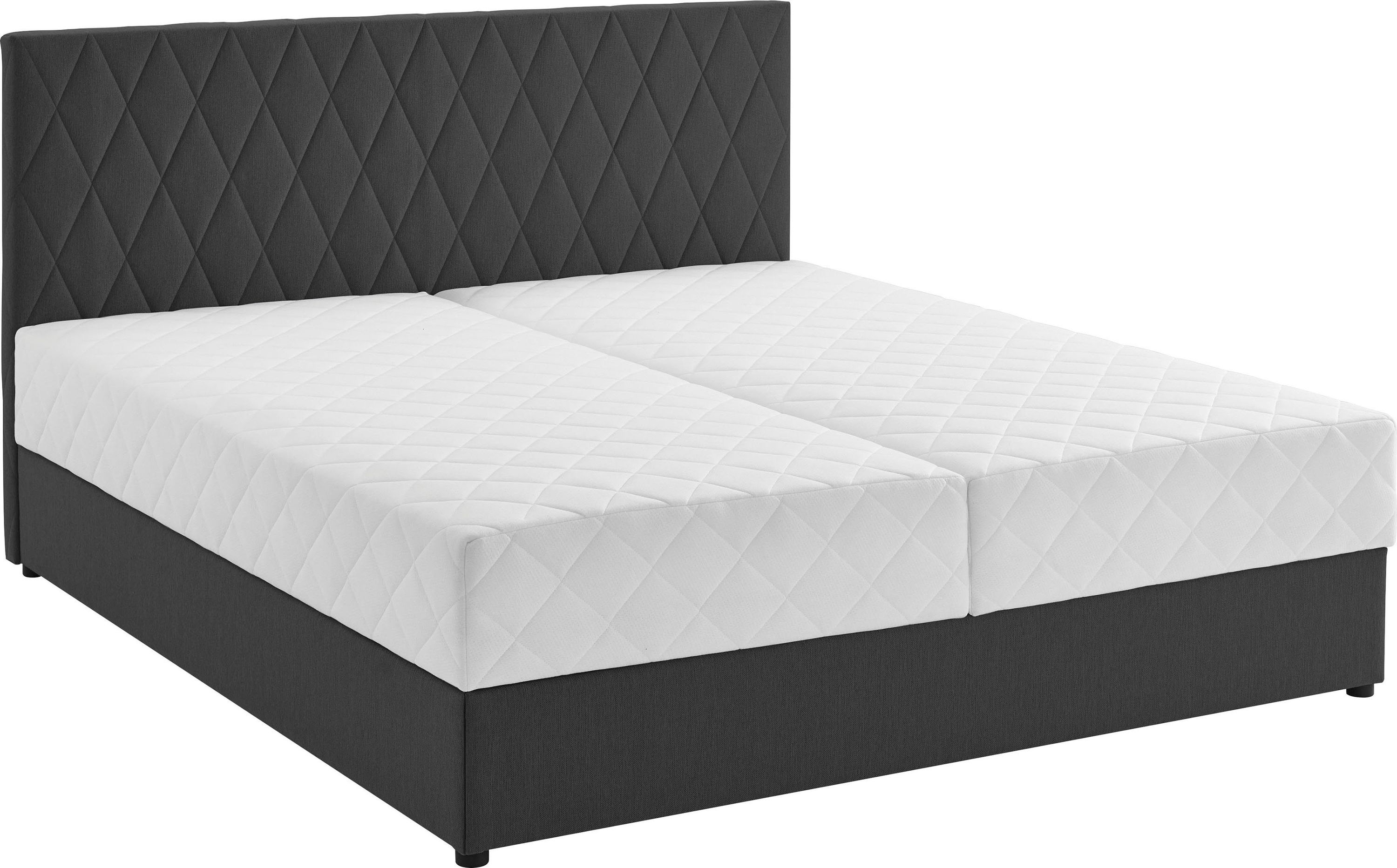 Elegantes Bett 160x200 cm in Anthrazit mit zwei Bettkästen