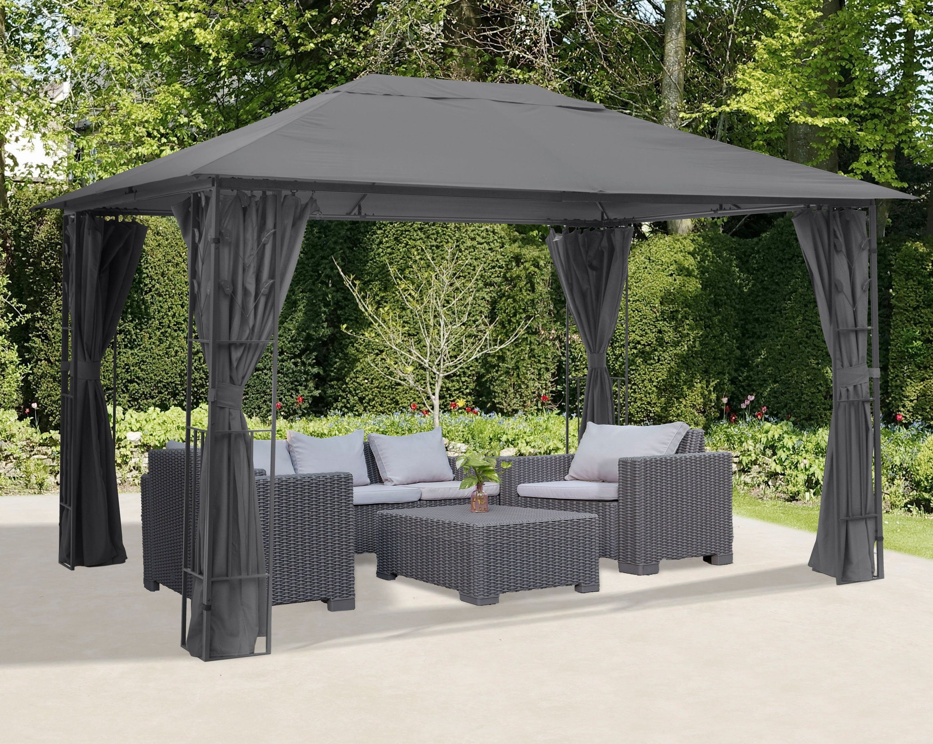 Pavillon »Athen«, 300x400 cm, mit 4 Seitenteilen, grau