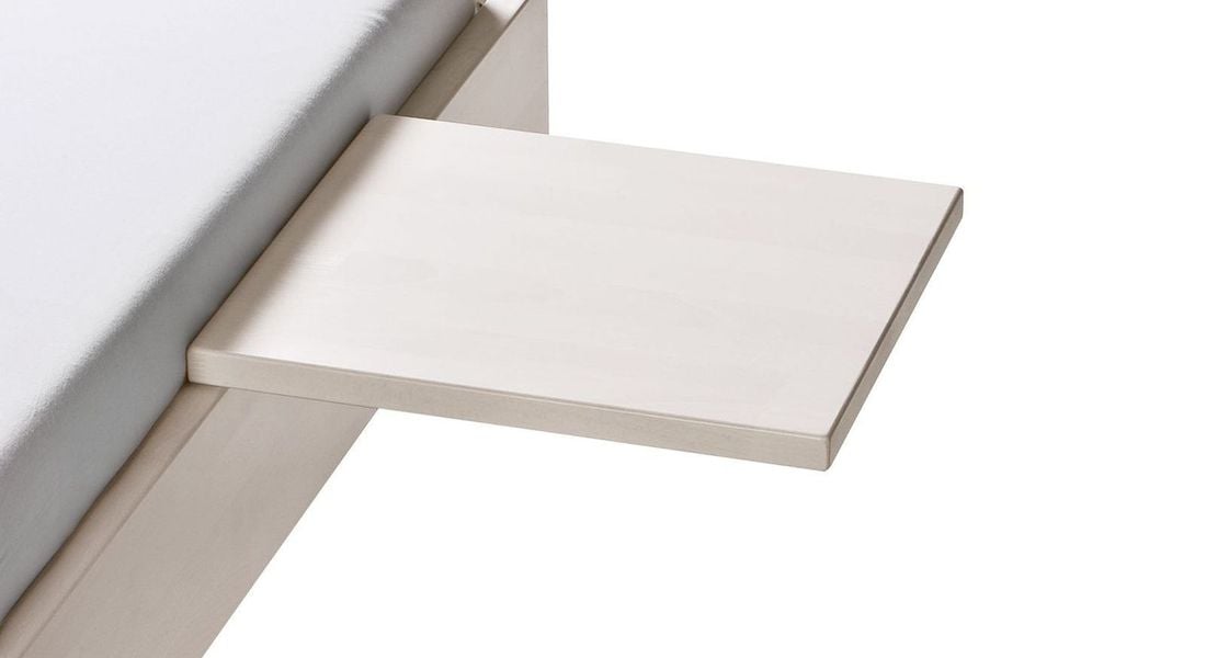 Bild 1 Nachttisch Pamplona, Buche massiv, Weiß, Schwebeoptik