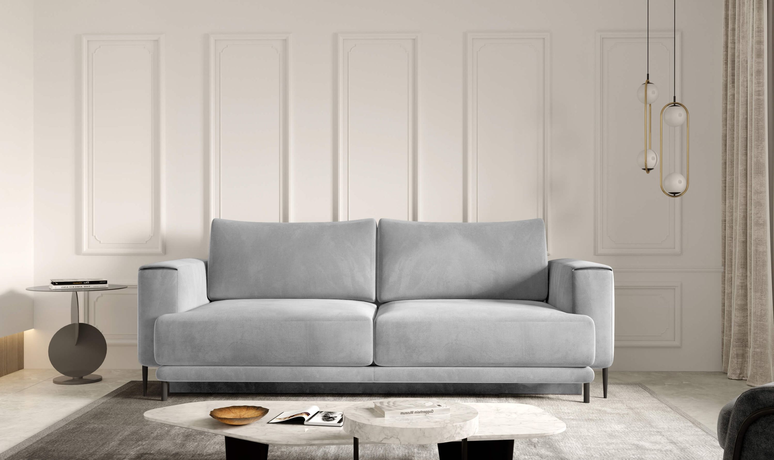 2-sitzer sofa daria, samtoptik, schlaffunktion, stauraum