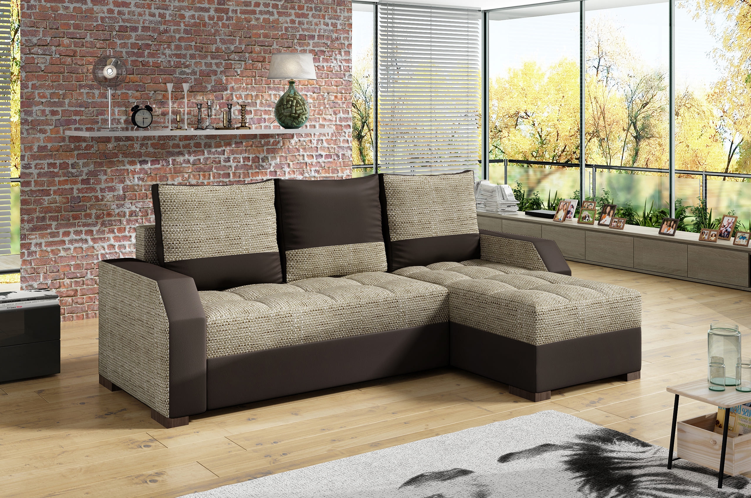 Ecksofa Aristo, Velours, Schlaffunktion, Stauraum