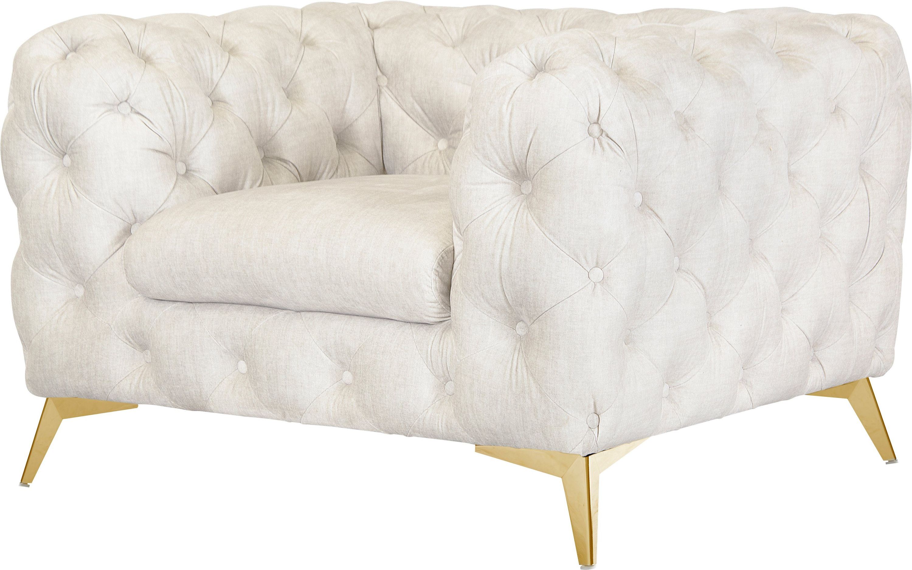 Chesterfield-Sessel beige Samtoptik