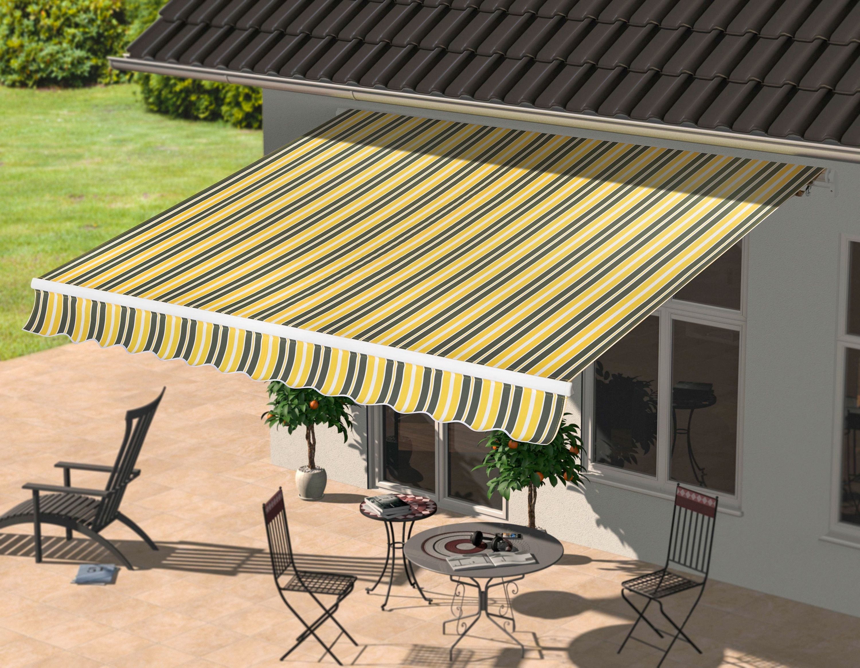 KONIFERA Gelenkarmmarkise 195x150 cm, gelb-grau