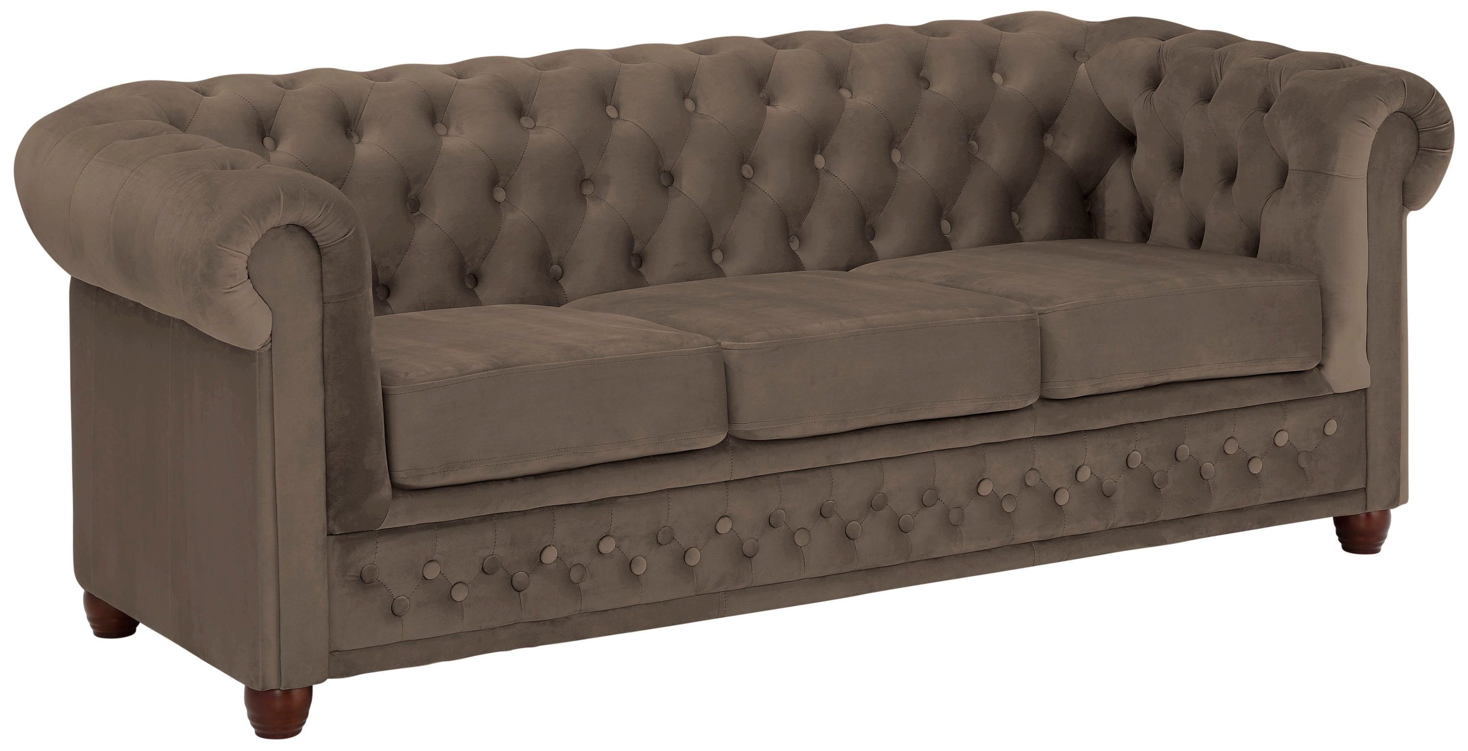 Chesterfield Sofa New Castle Taupe Samtoptik