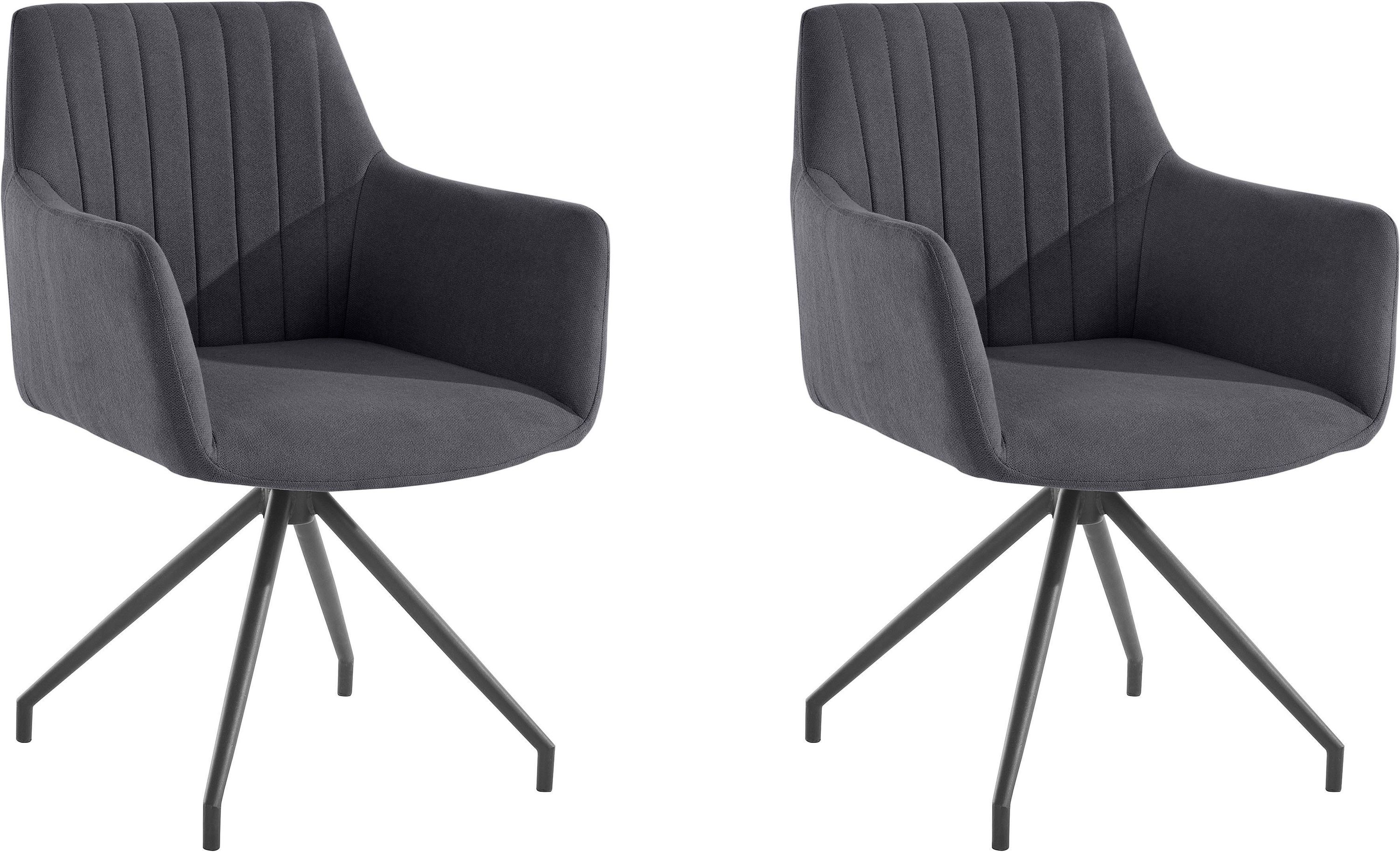 Bild 1 Esszimmerstühle 2er Set anthrazit Webstoff